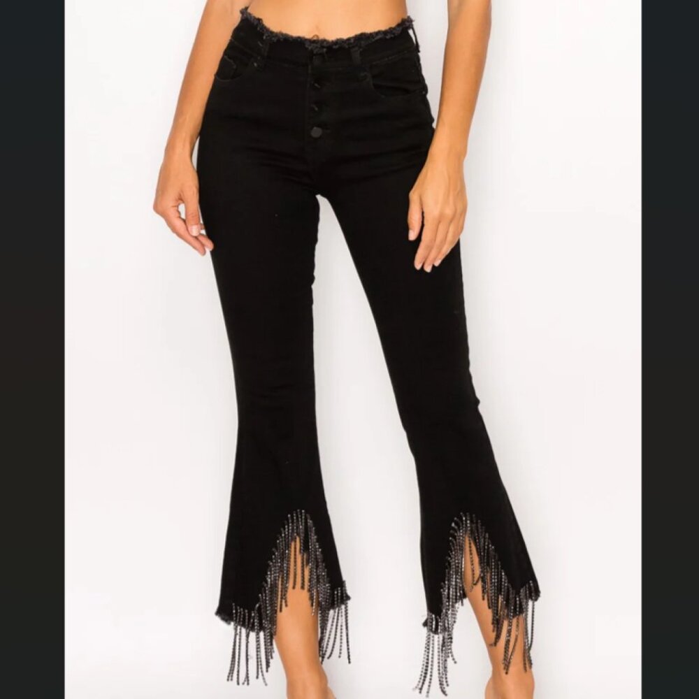 BlueB Collection High Rise Flared Capri Jeans. Black. Size M. NWT.